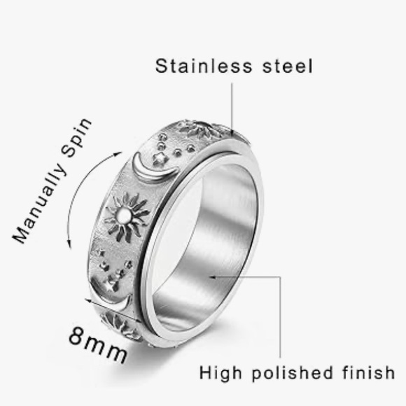 Jewelry | Sun Moon Star Fidget Spinner Band Ringnwot | Poshmark